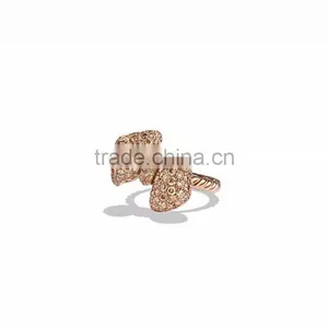 Rose Gold Plated CZ Studded Bow Shaped Ring Design thumbnail-1