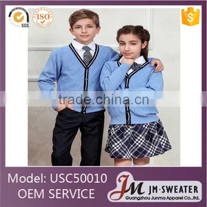 High Quality Sky Blue Customize Cardigan Beautiful School Uniform thumbnail-1