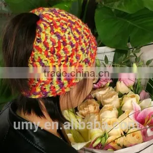 Girls Colorful Crochet Bun Ponytail Hat thumbnail-1