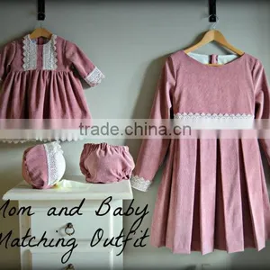 Lace Christmas Dresses Mother Daughter Matching Dress Baby Girl Frocks With Baby Bloomers thumbnail-1