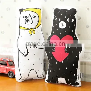 S64856A Stuffed Plush Toys Cotton 3D White And Black Bear Animals Decorative Cushion thumbnail-1
