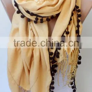 Jasmine Ruffle Pashmina Scarfs Ruffle Pashmina Scarves Pompom Scarf Frilly Women Scarf Wedding Scarf Jasmine Scarfs Fashion Acce thumbnail-5