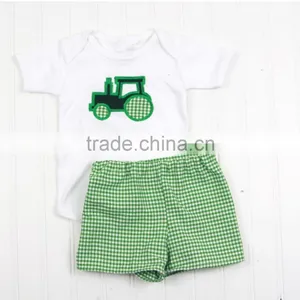Factory Price Sale Latest Design Baby Clothes Boy's Embroidered Green Pickup Suit thumbnail-1