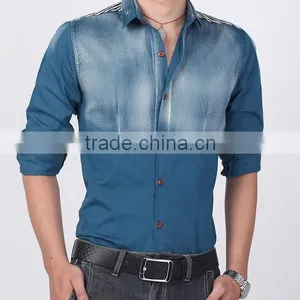 Unusual Design Denim Men Shirt thumbnail-2