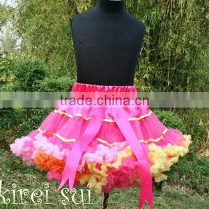 Teen Adult Rainbow Hot Pink Orange Yellow Satin Binding Pettiskirt Party Tutu WB2D thumbnail-1