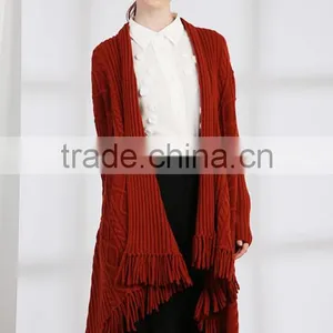 2017 Hot Sale Wool Thick Knitting Front Open Abaya Cardigan for Women thumbnail-3