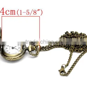 Vintage Antique Bronze Necklace Chain Star Round Quartz Pocket Watch 84cm(33-1/8"), Sold per Pack of 1,Bulk thumbnail-1