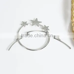 Wholesale Zinc Based Alloy Circle Ring Silver Tone Pentagram Star Wedding Hairpins thumbnail-2
