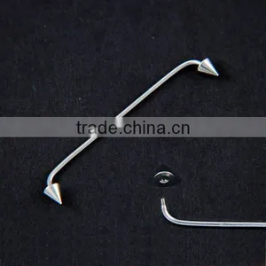 Wholesale New Hot Charm 14G 316L Surgical Stainless Steel Industrial Barbell End Curved Spike Tongue Piercing thumbnail-1
