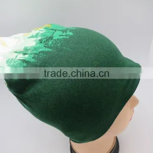 OEM All Over Water Printing Knit Stretch Jersey Cotton Beanie Hat thumbnail-1
