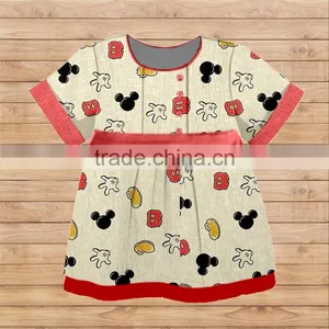 CH00258YIWU BOYA Cotton Milk Silk Dress Cotton Baseball Gloves New Fabric Pattern Kids Clothes Wearing Boutique Dresses thumbnail-1