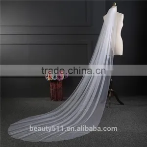 2017 Wholesale New Grance Long Bridal Wedding Veil Long Tulle Wedding Veils HL18 thumbnail-2