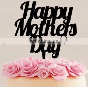Happy Mother's Day Acrylic Cake Topper Black Cake Topper thumbnail-1