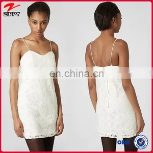 Halter Neck White Cotton Lace Tunic Dress thumbnail-1