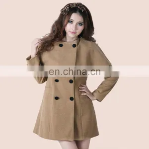 2014 European Style Double-breasted Button Woollen Ladies Long Coats thumbnail-1