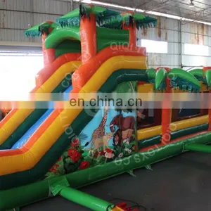 Jungle Theme Inflatable Bouncy Jumping Castle Obstacle With Long Slip thumbnail-5