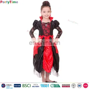 Red Gothic Witch Costumes Halloween Fancy Dress Medieval Costumes for Kids thumbnail-1
