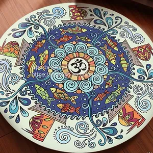 Large 140cm Custom Print Eco Friendly Suede Mats Round Exercise Meditation Yoga Mat thumbnail-1
