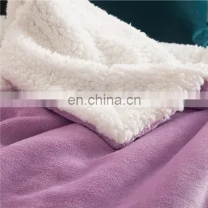 Chunky Camping Weighted Soild Llilac Colour Sherpa Blanket For Sale thumbnail-6