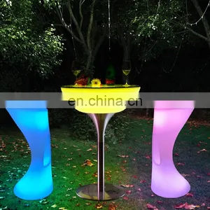 Portable PE Plastic Furniture Led Bar Tables and Bar Chairs thumbnail-1