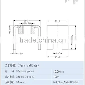 Terminal Metal Parts With Solder Pins AO-15-4J-N5 Rated Current 100A thumbnail-1