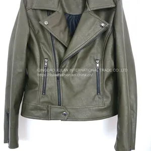 Women's Faux Leather Jacket Motocycle Biker PU Jacket thumbnail-1