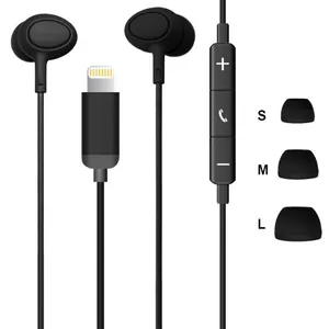 High Quality Black Original Earbuds Earphone for Iphone 6 With Lighting Connector thumbnail-1