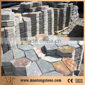 Wellest Yellow Wood Beige Slate Fan Shape Paving,Meshed Stone thumbnail-1