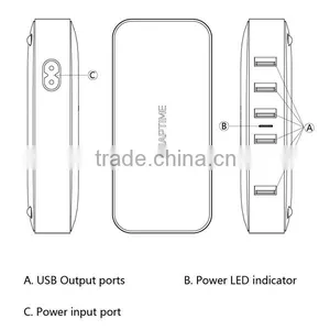 6 Port USB Charging Station Multi-Port USB Charger Desktop Hub for IPhone 6s thumbnail-5