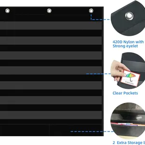 7+2 Pockets Standard Pocket Chart, Clear 7 Pockets Words Chart With 2 Extra Storage Pocket for Classroom Home Office Use, Sentence Strips thumbnail-4