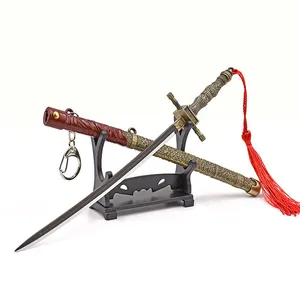 Spring-Action Metal Sword Model With Sheath Sword Model Backpack Keychain, Office Art Display Item thumbnail-3