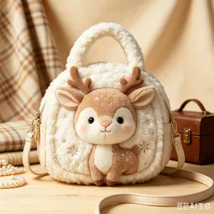 Cartoon Plush Bag, Shoulder Crossbody Bag, Handbag, Cute Little Animal Santa Claus Bag, Customizable thumbnail-1