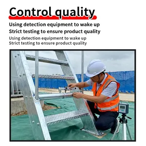 Outdoor Weatherproof Galvanized Steel Safety Ladder With Protective Cage for Building Exterior Wall thumbnail-5
