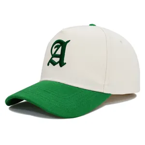Customized 100% Cotton Baseball Hat 3D Embroidery Logo Two Tone Structured 5 Panel Caps 2 Color Contrast Sports Team Hats thumbnail-3