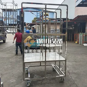 Stainless Steel Trolley, 304 Stainless Steel Material Handling Cart for Food & Pharmaceutical Workshop, Custom Stainless Steel Transfer Trolley thumbnail-4