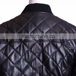 Quilted Bomber Man Leather Jacket thumbnail-4