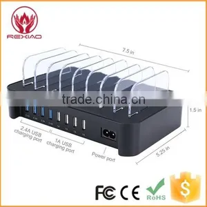 Black Desktop Phone Charging Dock Multi Usb Charger thumbnail-4