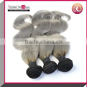 Gray Remy Hair Extensions With Dark Root Cheap Brazilian Virgin Hair thumbnail-3