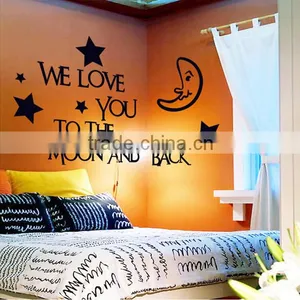 2016 We Love You To The Moon And Back Vinyl Wall Decal Sticker Decor Baby Boy Girl Nursery Bedroom Wholesale thumbnail-1