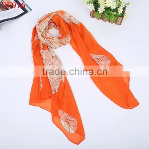 SF015 2015 Hot Sale Autumn Silk Cachecol Chiffon Scarf Purple Scarf Leopard Print Super Star thumbnail-5