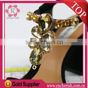 2016 New Arrival Yellow Crystal Tan Color Shoe Trim/shoe Ornament/sandal Accessory thumbnail-6