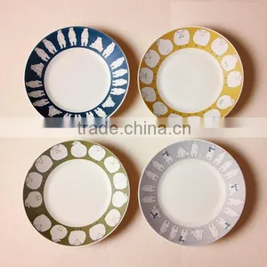 Custom Classical Pattern Bamboo Fiber Dinnerware,9 Inch Applique Round Dinner Plates thumbnail-1