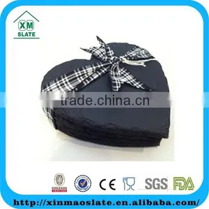 'factory Direct' 10x10cm Natural Edge Set of 4 Heart Shaped Slate Coasters Item BD-1010HD2A thumbnail-1
