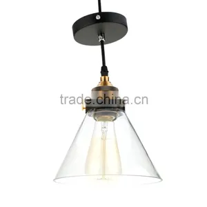 E27 Vintage Industrial Ceiling Lamp Shade Glass Pendant Lights thumbnail-1