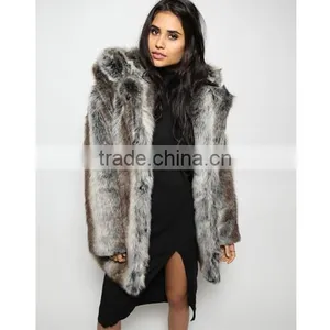 New Arrival Latest Coat Design for Women Wear Vintage Wolf Faux Fur Coat Quality Choice thumbnail-5