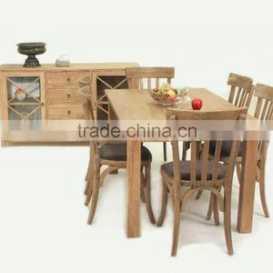 Antique French Style Fabric Seat Dining Table and Chair/ Restaurant Dining Sets(CH-272-OAK,DT-413-OAK) thumbnail-5