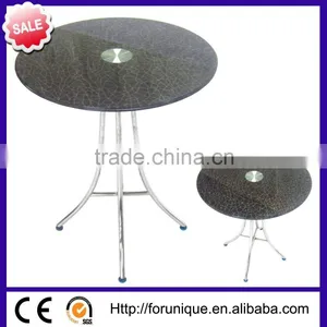 Round Glass Top Iron Frame Coffee Table Living Room Furniture thumbnail-1