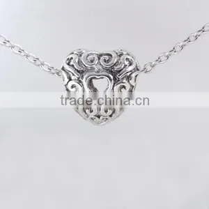 European Style Steling Silver Oxidized Heart Beads thumbnail-1