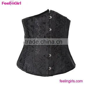Black Tight Underbust Front Lace Up Waist Cincher Corset thumbnail-1