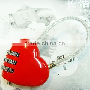 High Quality Mini Heart-shaped Padlock Heart Shape Resettable Combination Cable Lock Luggage Password Lock thumbnail-3
